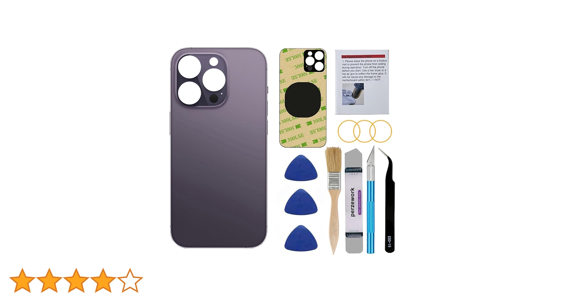 iPhone 14Pro ディープパープル 背面ガラス割れ iPhone 14 Pro 256GB パープル 背面割れあり 動作問題なし Apple